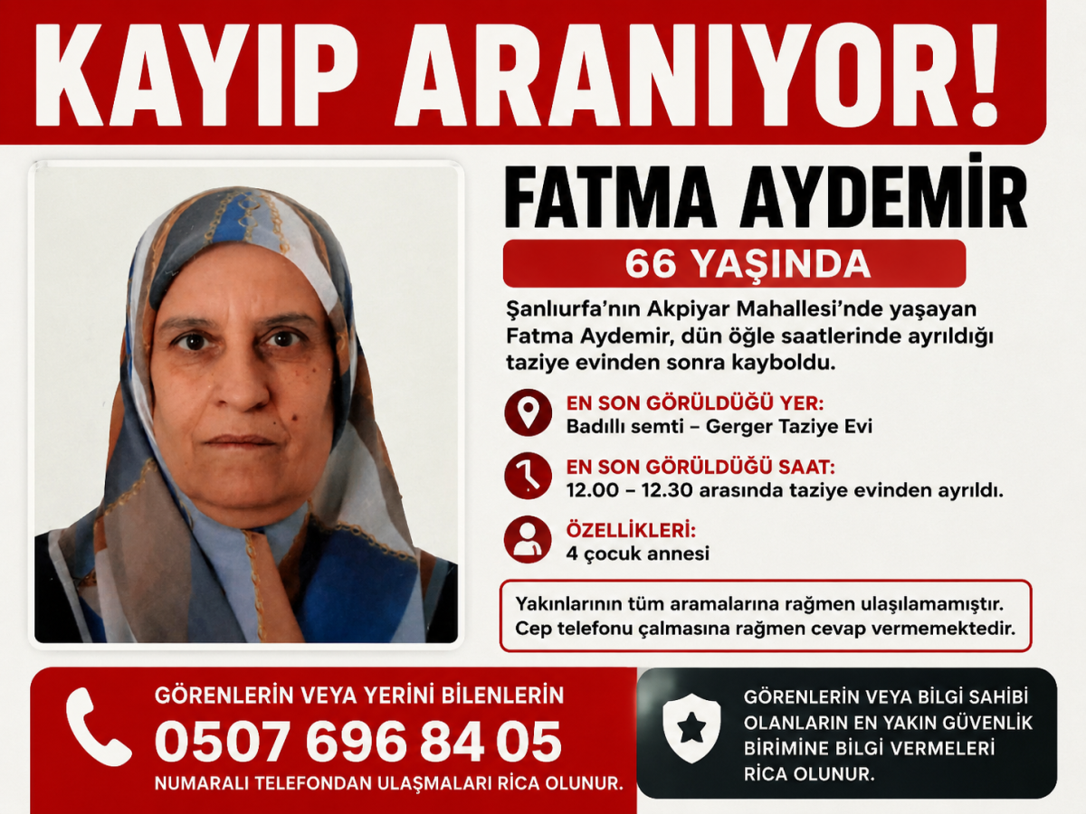 Şanlıurfa’da 66 Yaşındaki Kadından Haber Alınamıyor